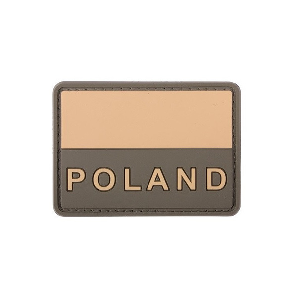 Naszywka Flaga Polski Napis 3D PVC 4TAC Beżowo / Zielona