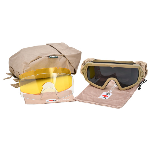 Gogle Taktyczne ANTIFOG UV + 3 Szybki JB Tacticals Brązowe (JB-GLS-0002)
