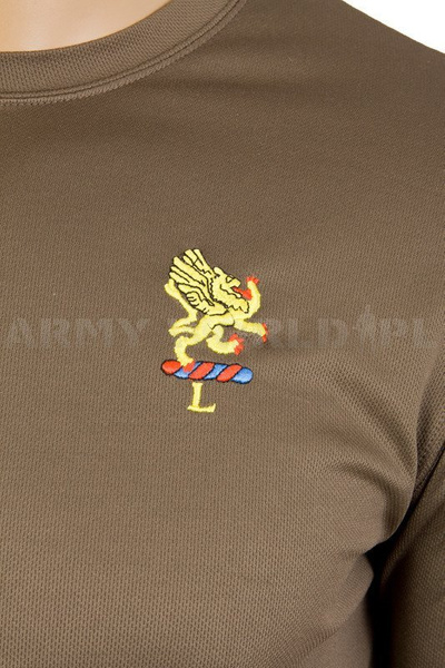 T-shirt Termoaktywny Coolmax Z Naszywką Brązowy Oryginał Demobil