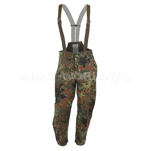 Rainproof Trousers Gore-tex Bundeswehr With Braces Flecktarn Original Demobil