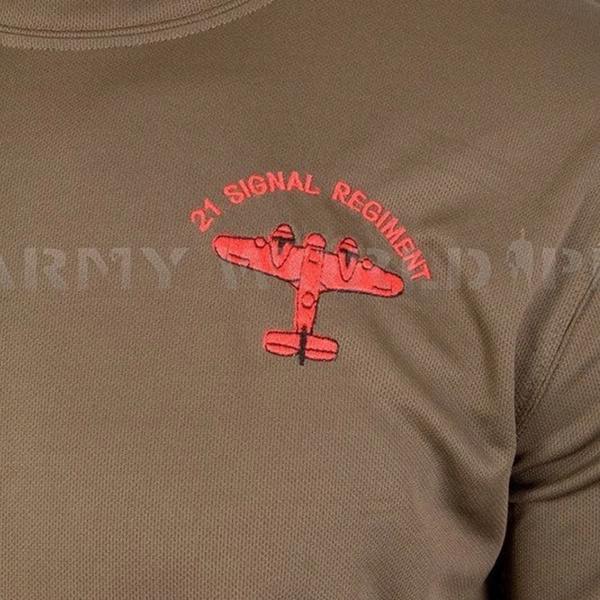 T-shirt Termoaktywny Coolmax Z Nszywką 21 Signal Regiment Brązowy Oryginał Demobil DB