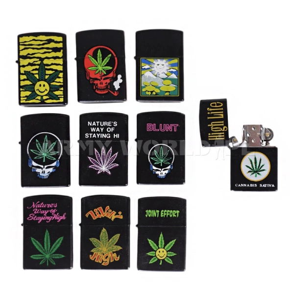 Zapalniczka Benzynowa Szturmowa Marijuana Leaf Czarna