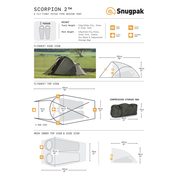 Two-Person Tent Scorpion 2 Snugpak Olive