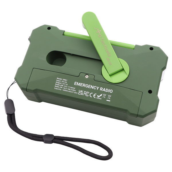 Radio Awaryjne Solarne z Latarką, Lampką LED, SOS i Powerbankiem JB Tacticals Zielone (JB-03)