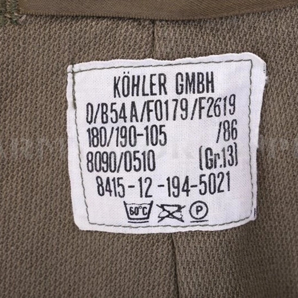 Ocieplacz Wojskowy Bundeswehr / Podpinka Pod Kombinezon Model II Oliv Oryginał Demobil BDB