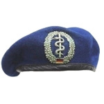 Military German Blue Beret With Decoration of Medics SANITÄTSTRUPPE Original Surplus New