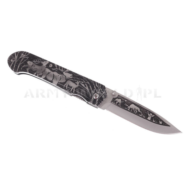 Nóż Składany Grawer N315 + Etui Kandar Szary