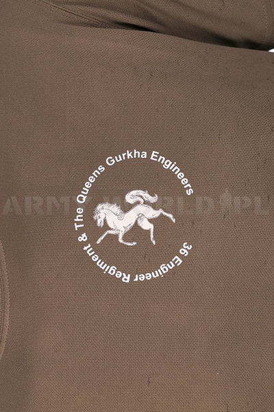 T-shirt Termoaktywny Coolmax Z Naklejką The Queens Gurkha Engineers Brąz Oryginał Demobil DB