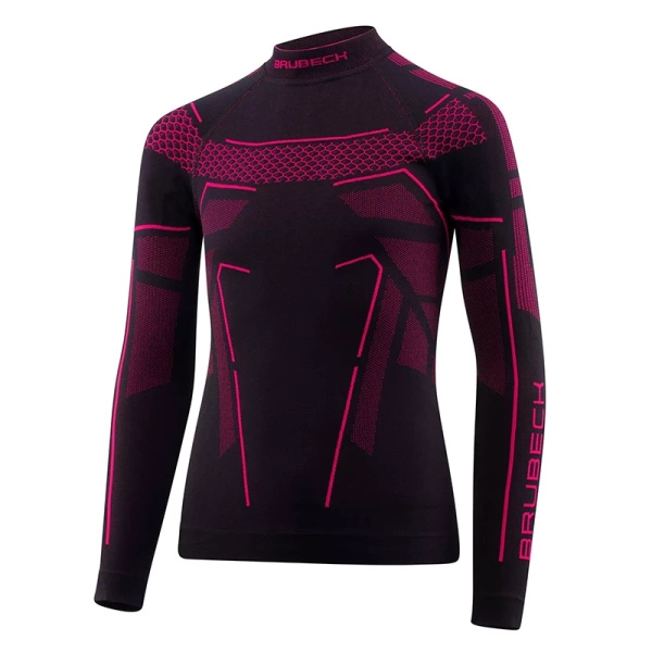 Bluza Termoaktywna Junior Thermo Brubeck Czarno / Fuksjowy (LS1612J)