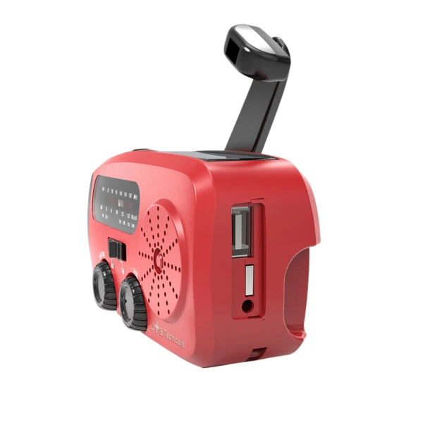 Radio Awaryjne Solarne z Powerbankiem Czerwone (JB-04)