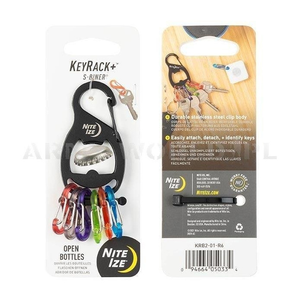 Karabinek Na Klucze Z Otwieraczem S-Biner KeyRack Plus Nite Ize Czarny (KRB2-01-R6)