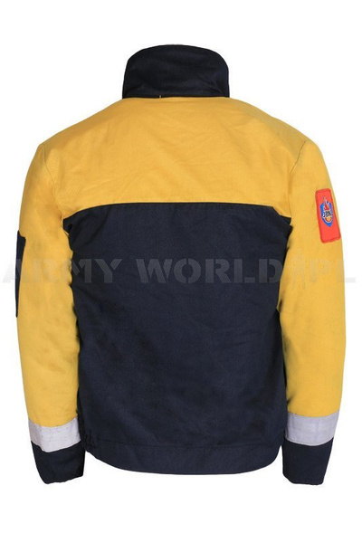 Dutch Army Firefighter's Jacket Flame Retardant Welo-tex JBNL Yellow/Navy Blue Genuine Military Surplus Used