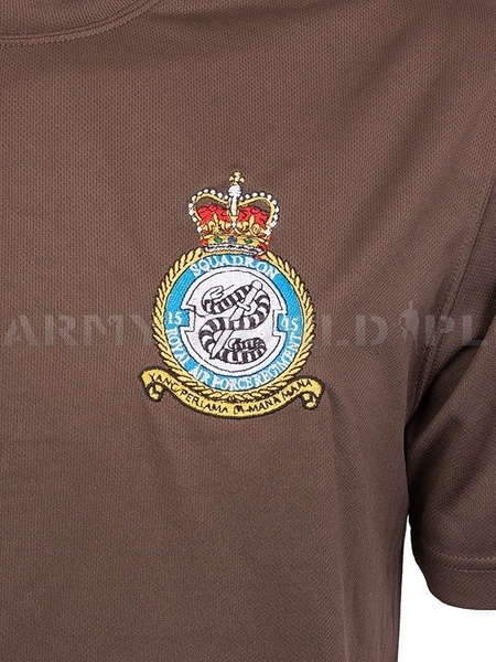 T-shirt Termoaktywny Brytyjski Coolmax Z Naszywką Squadron Brąz Oryginał Demobil DB