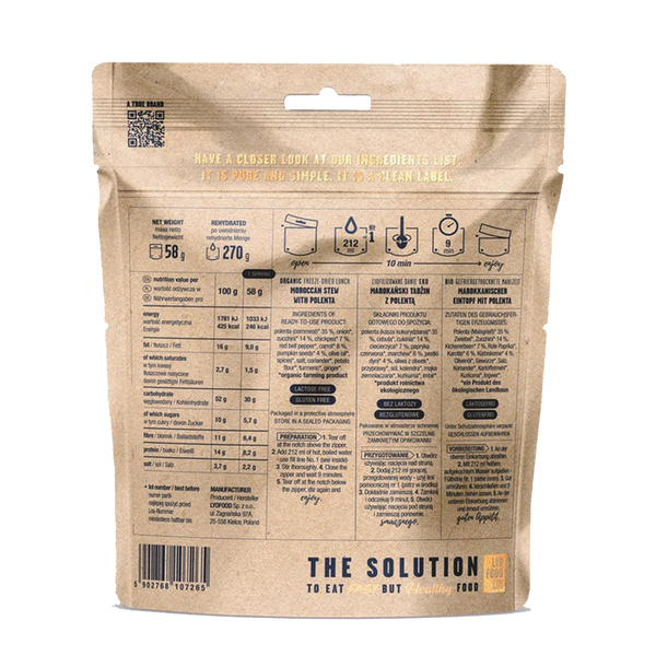 Liofilizowany Marokański Tadżin Z Polentą  LYOFOOD 270 g 