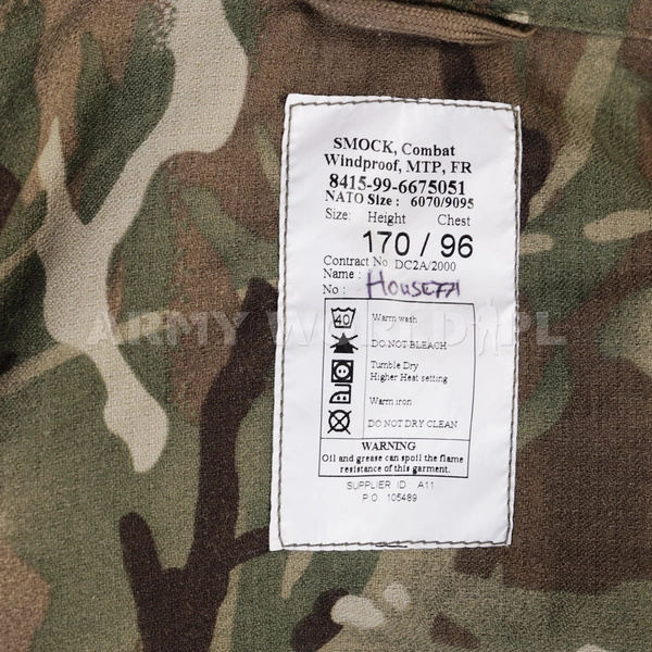 Kurtka Parka Wojskowa Brytyjska COMBAT FR Ściągacz Windproof MTP Oryginał Demobil BDB