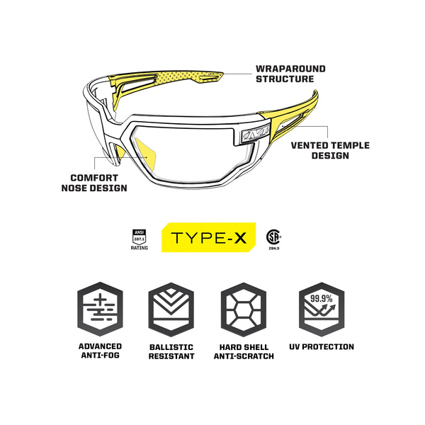 Okulary Taktyczne Mechanix Type-X Amber /Black (VXF-30AF)