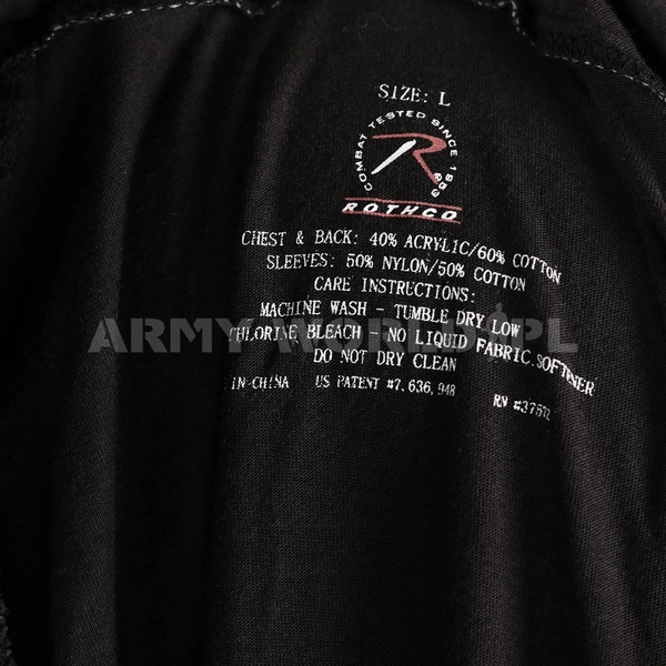 Koszula Taktyczna Pod Kamizelkę Combat Shirt Rothco Czarna Oryginał Demobil BDB