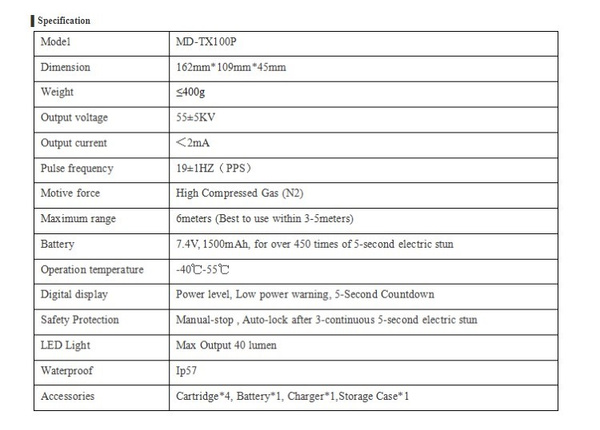 Paralizator Strzelający Taser TX100P 55.000 V Husha Zestaw Pro