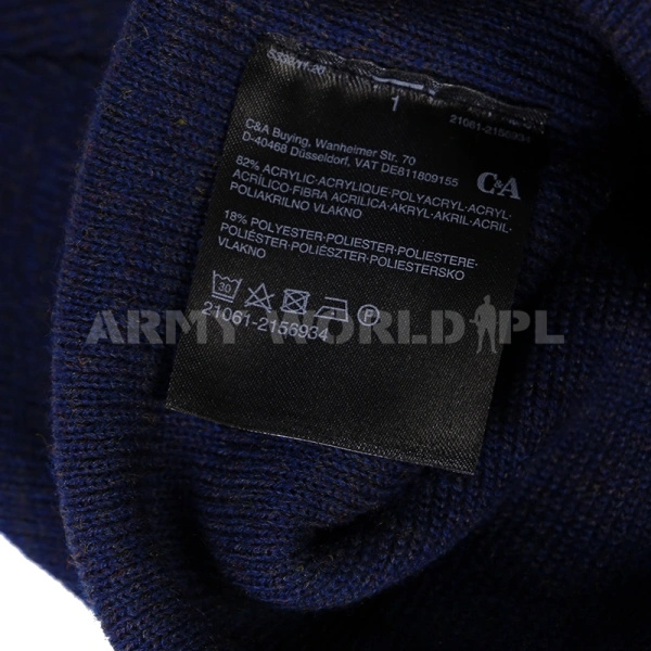 Czapka Dzianinowa Akrylowa C&A Granatowa Nowa