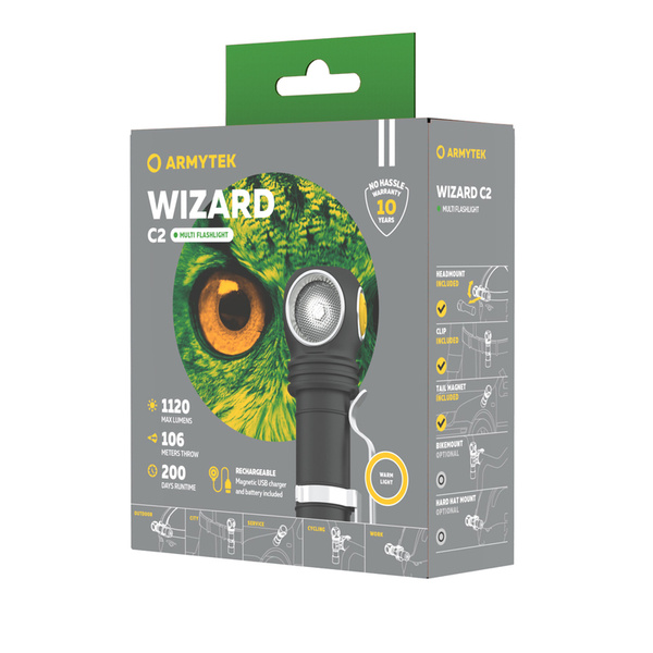 Latarka Czołowa Armytek Wizard C2 Warm 1120 lm Magnet Czarna (F08901W)