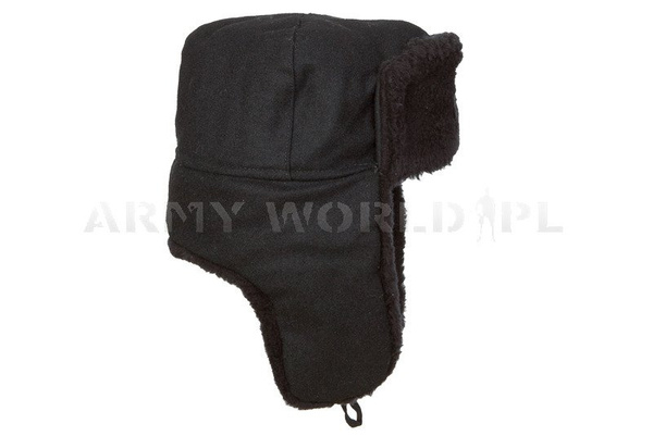 Czapka Uszatka Wojskowa Polska Oficerska Marynarki Wojennej Z Oznaczeniem Oryginał Demobil BDB