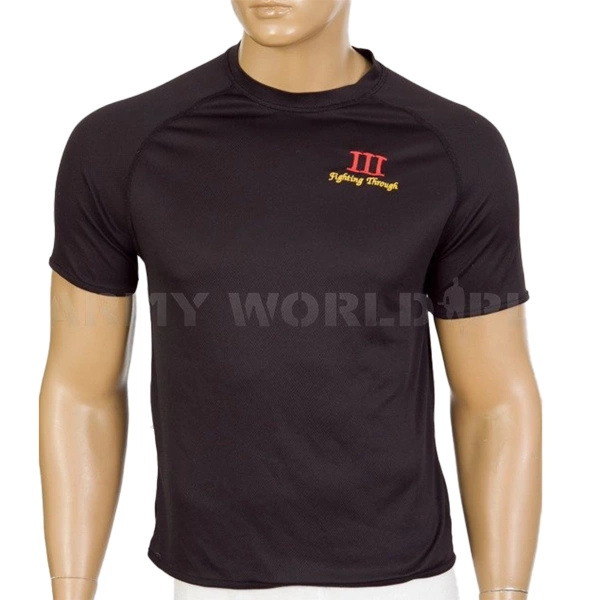 T-shirt Termoaktywny Coolmax Z Naszywką III Fighting Through Czarny Demobil DB