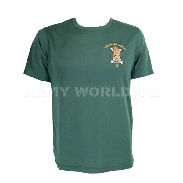 T-shirt Termoaktywny Coolmax Z Naszywką Highlanders Zielony Oryginał Demobil BDB