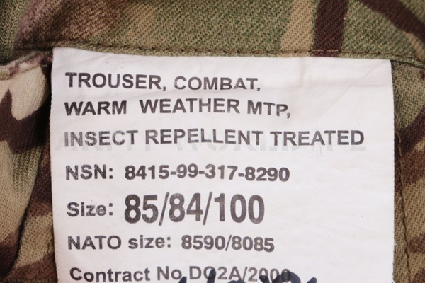 Spodnie Bojówki Brytyjskie Warm Weather Insect Repellent MTP Oryginał Nowe