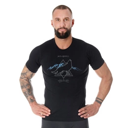 Koszulka Męska Z Krótkim Rękawem Termoaktywna Outdoor Wool Czarny Wilk (SS1265M)