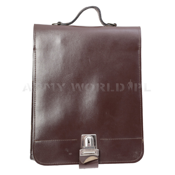 Torba Polowa Wojskowa Raportówka Skórzana Brązowa Oryginał Demobil II Gatunek