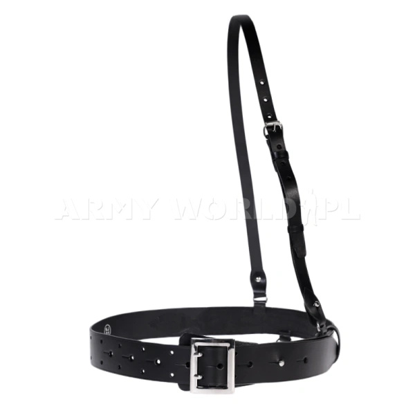 Pas Oficerski Skórzany Z Koalicyjką Czarny Nowy