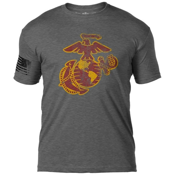 T-shirt USMC EGA 'Distressed' 7.62 Design Heather Graphite (BAT-747HGPT)