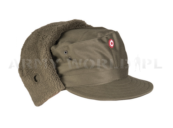 Czapka Uszatka Wojskowa Austriacka Olive Oryginał Demobil BDB