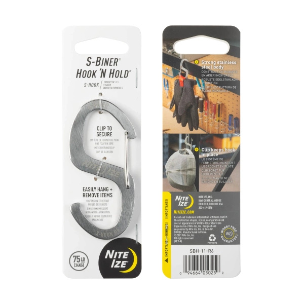 Hook with Carabiner S-Biner® Hook 'N Hold™ Nite Ize Silver (SBH-11-R6)