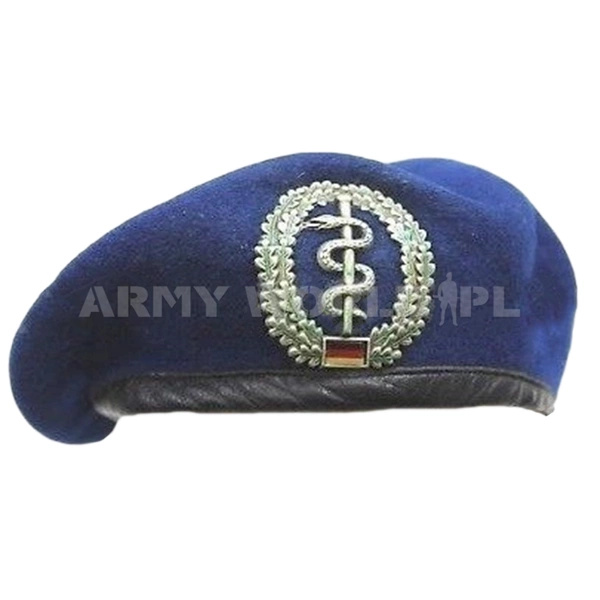 Military German Blue Beret With Decoration of Medics SANITÄTSTRUPPE Original Surplus New