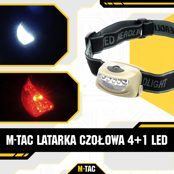 Latarka Czołowa 4+1 LED M-Tac Khaki (60067004)