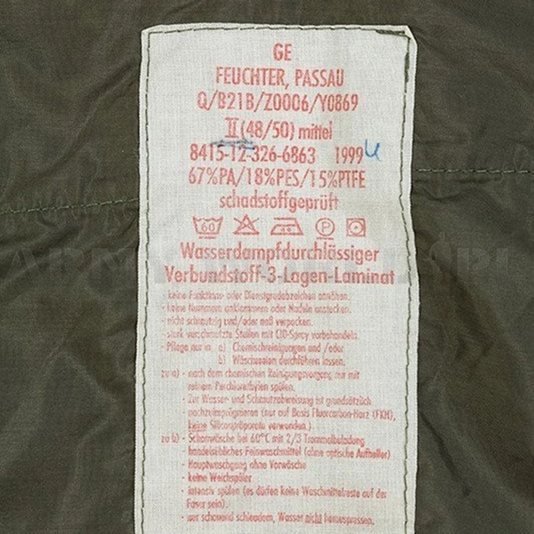 Komplet Gore-Tex Przeciwdeszczowy Wojskowy Bundeswehr Flecktarn Oryginał Demobil II Gatunek