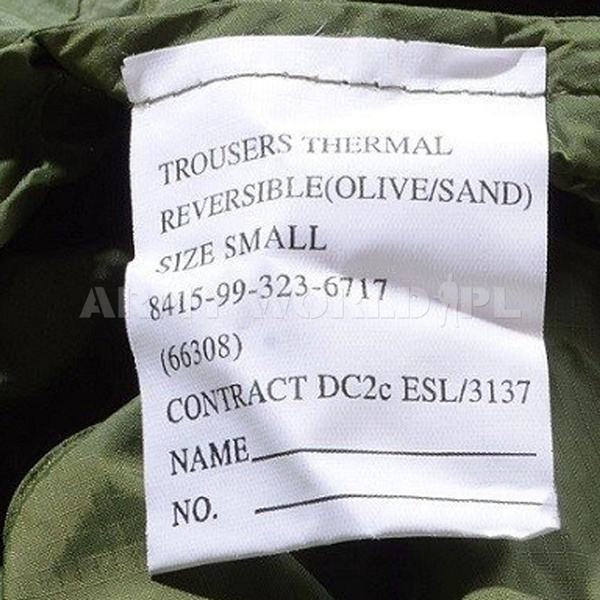 Spodnie Ocieplane Brytyjskie Softie Arctic Thermal Dwustronne Olive / Kremowe Oryginał Demobil II Gatunek 