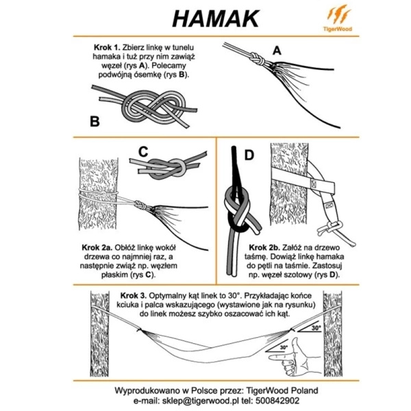 Hamak Lekki Turystyczny Ważka V1 TigerWood Khaki