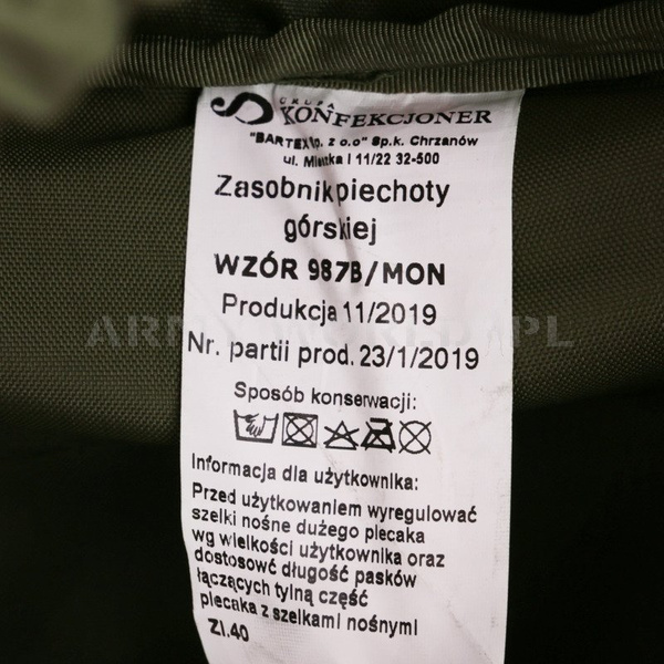 Plecak Wojska Polskiego 987B/MON Olive Oryginał Nowy