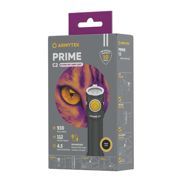 Latarka Ręczna Armytek Prime C2 Magnet Warm 930 lm Czarna (F08001W)