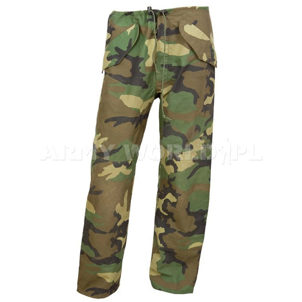 Spodnie Woododporne ECWCS Gore-Tex US Army Woodland Oryginał Demobil BDB