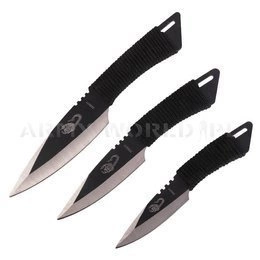 Throwing Knife Set Of Three Pieces Various Sizes + Case New