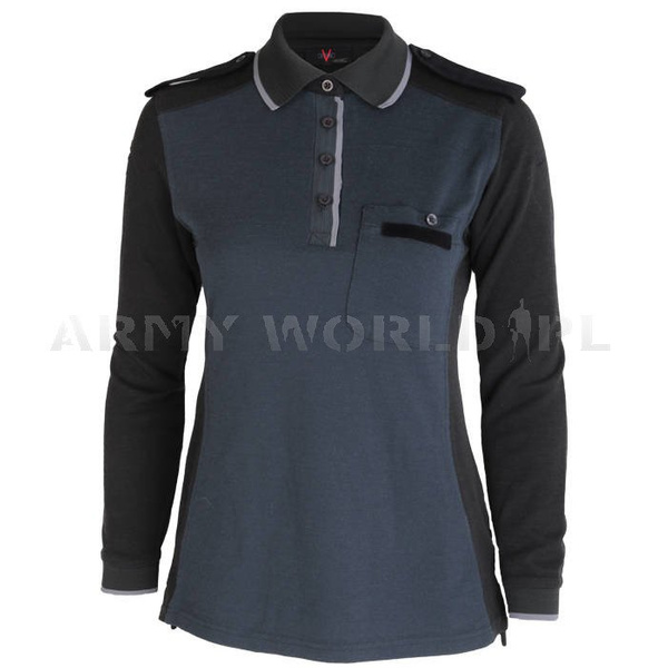 Koszulka Polo Damska Długi Rękaw Sport Wool Szaro/Niebieska Oryginał Demobil