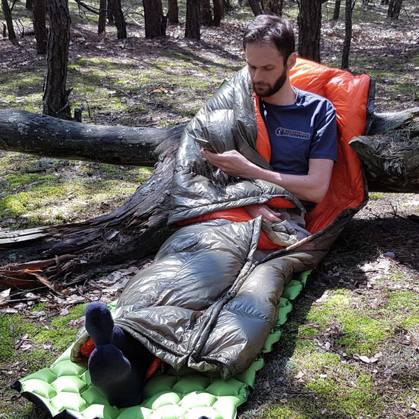 Kołdra / Podpinka Puchowa Camp Quilt Glow Bushmen +5°C Oliwkowo / Pomarańczowa (BU GLCAQ +5)