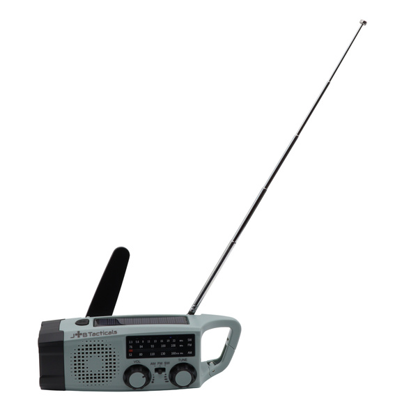 Radio Awaryjne Solarne z Latarką, Lampką LED i Powerbankiem Niebieskie (JB-06)