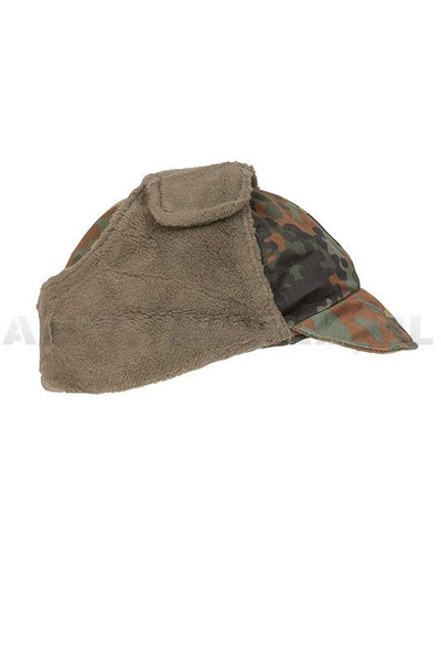 Military Ushanka Cap Bundeswehr Flecktarn Genuine New