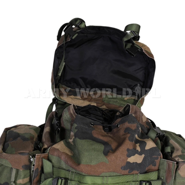 Plecak Wojskowy Holenderski Woodland 100L + 20L Kieszenie Boczne Oryginał Demobil BDB