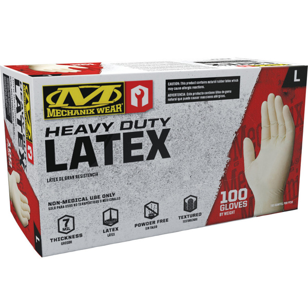 Rękawice Lateksowe Mechanix Heavy Duty Latex Gloves Białe - 100 Sztuk (D04-00)