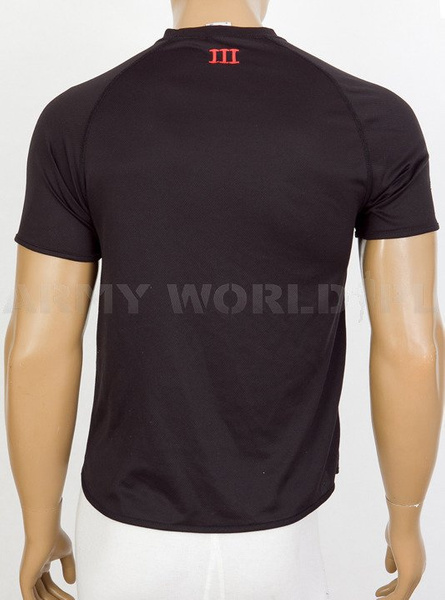 T-shirt Termoaktywny Coolmax Z Naszywką III Fighting Through Czarny Demobil DB